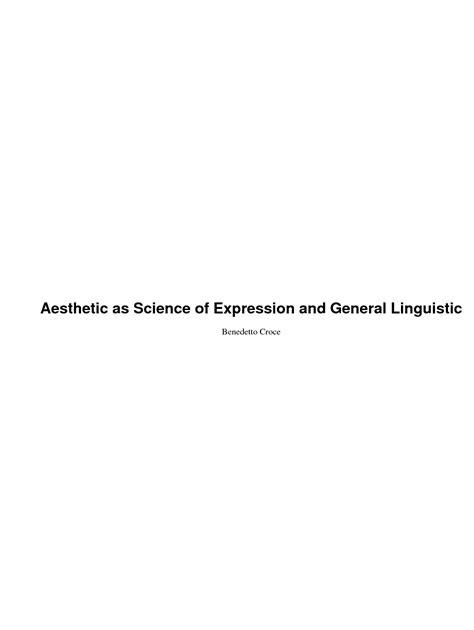 aesthetic science expression general linguistic PDF