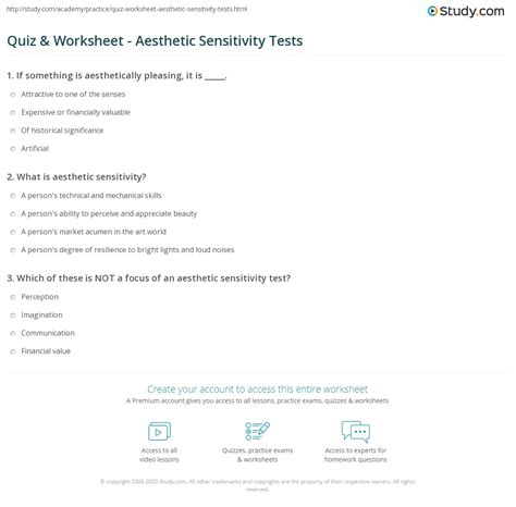 aesthetic sensitivity test papers PDF