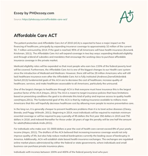 affordable care act paper application PDF