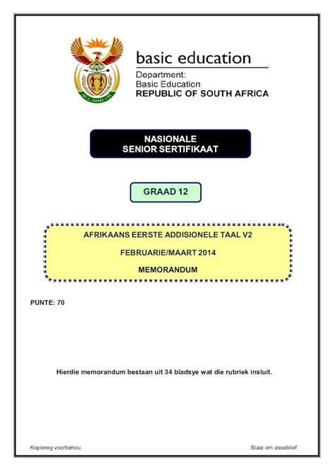afrikaans first additional language paper 2 memorandum Reader