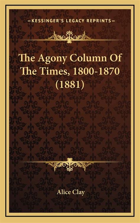 agony column 1800 1870 classic reprint Doc