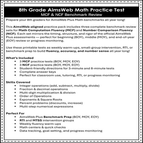aimsweb math benchmarks 8th grade Kindle Editon