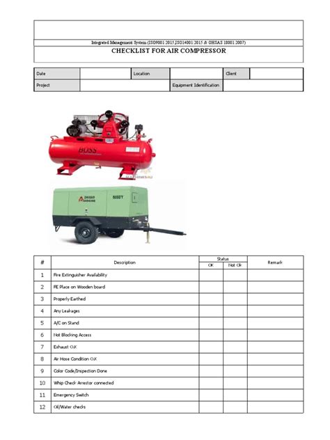 air compressor check list pdf Epub