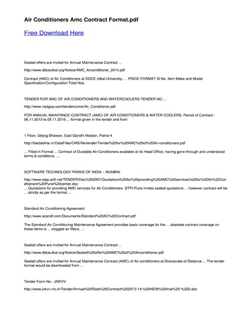 air conditioners amc format Reader