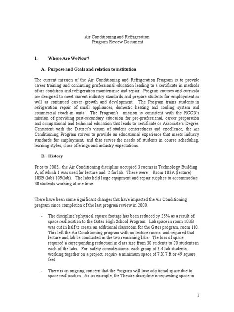air conditioning program review document Doc