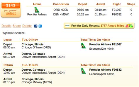 airfare denver to chicago