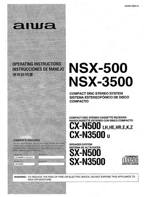 aiwa nsx 3500 user guide Kindle Editon