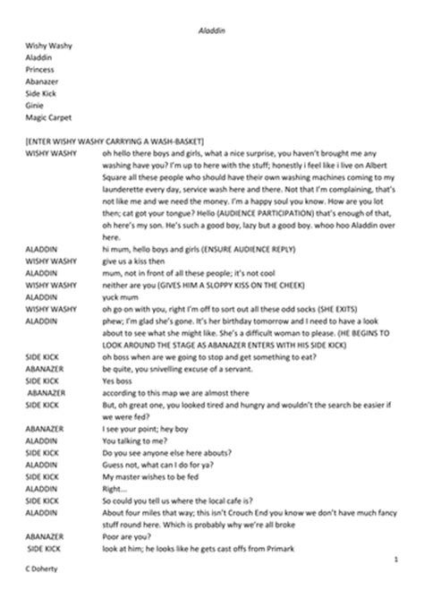 aladdin panto short script PDF