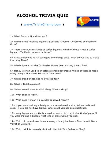 alcohol quiz questions and answers Kindle Editon