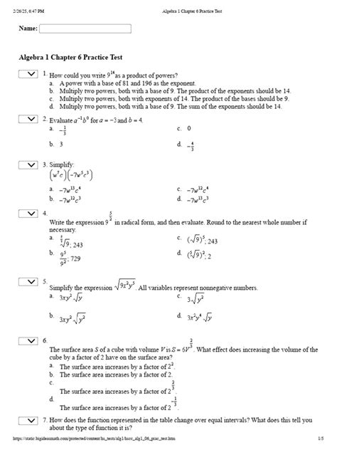 algebra 1 chapter 6 practice workbook Epub