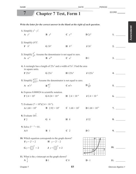 algebra 1 chapter7 test answers Kindle Editon