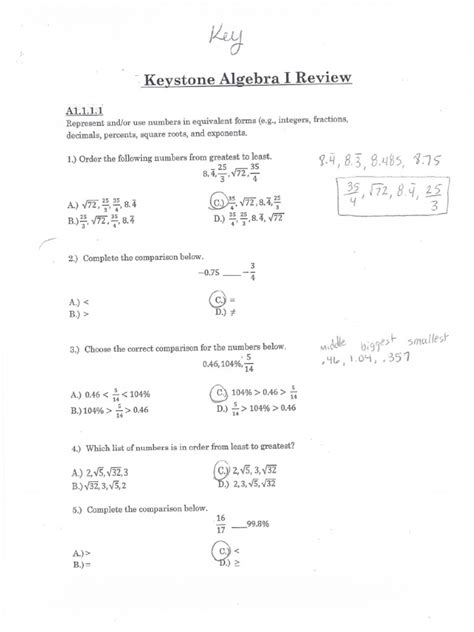 algebra 1 keystone packet answers Doc