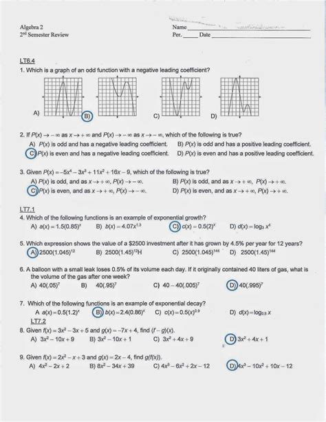 algebra 1 segment 2 exam answers Reader