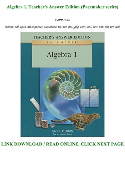 algebra 1 teachers answer edition pacemaker series Epub