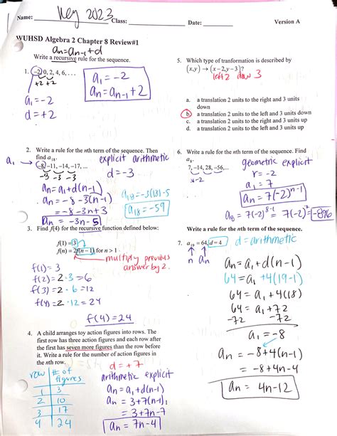 algebra 2 chapter 8 review Reader