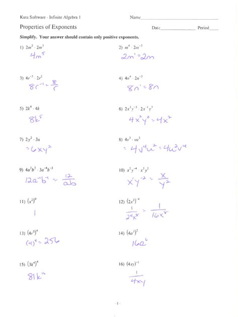 algebra 2 exponent practice 1 answer key Epub