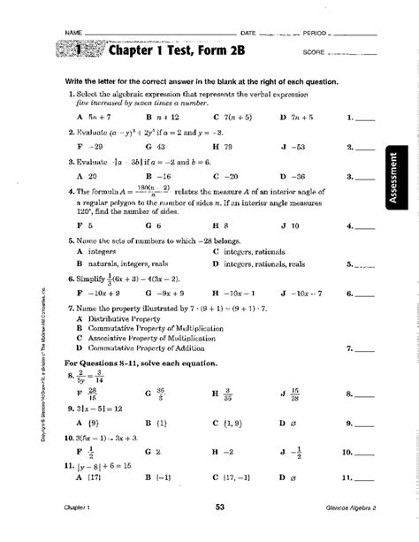 algebra 2 practice test chapter 1 Reader