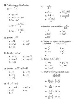 algebra 2 pretest with answers PDF