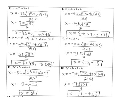 algebra 2 quadratic equations answer key Epub