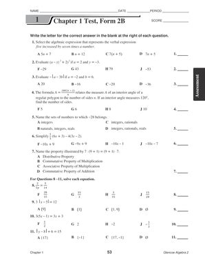 algebra 2 test form 2b answer key Epub