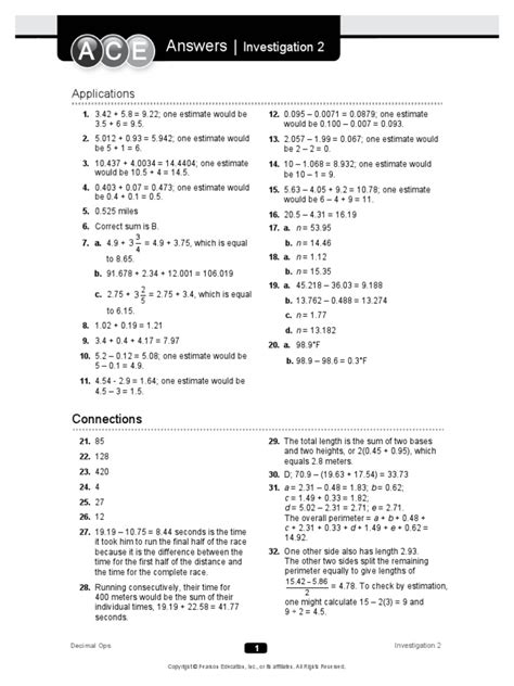 algebra ace answer key PDF