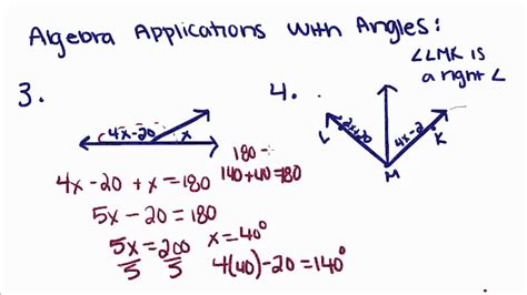 algebra applications with angles answers teacher web Doc