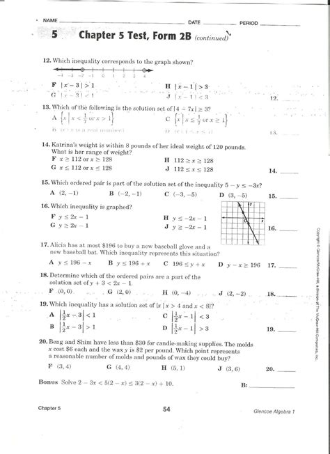 algebra chapter 5 test answers PDF