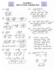 algebra one a unit 12 test answers PDF