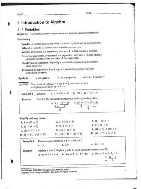 algebra structure and method test 11 answers Doc