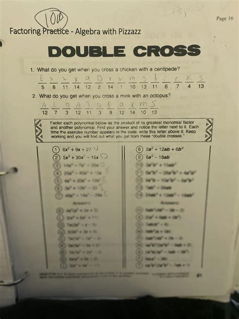 algebra with pizzaz answers double cross 1 PDF