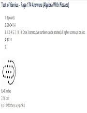algebra with pizzazz test of genius answer key Doc