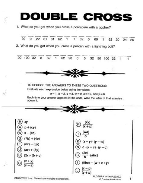 algebra with pizzazz worksheet answers free Epub