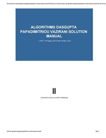 algorithms dasgupta papadimitriou vazirani solution manual Reader