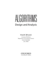 algorithms design analysis harsh bhasin Kindle Editon