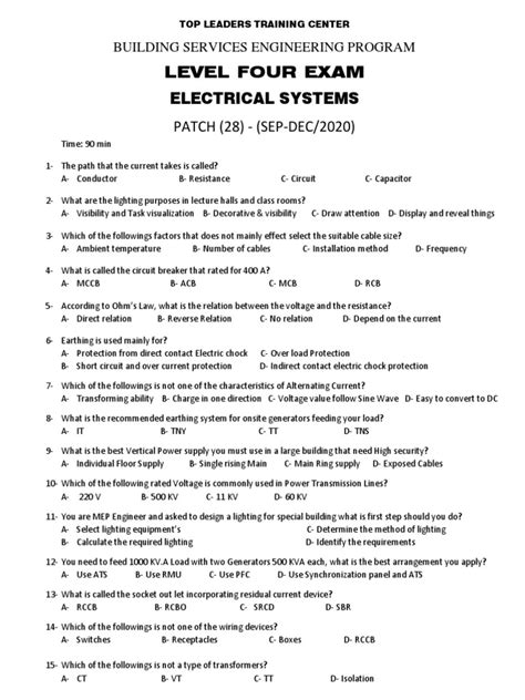 all electrical exam papers Doc