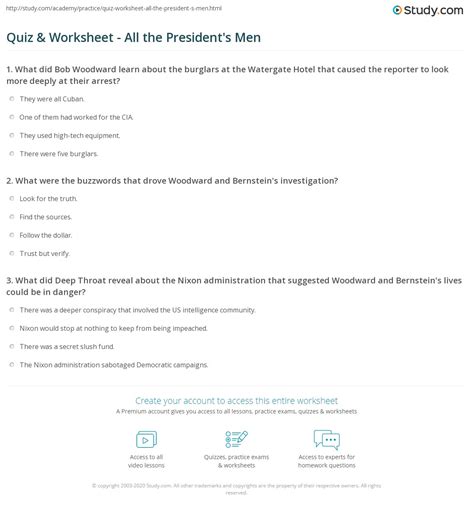 all the presidents men answer sheet Doc