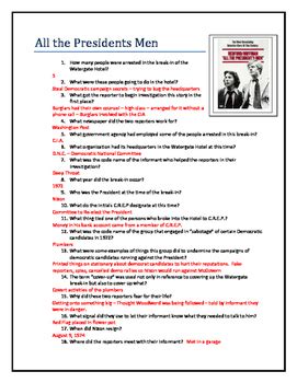 all the presidents men answer sheet Doc