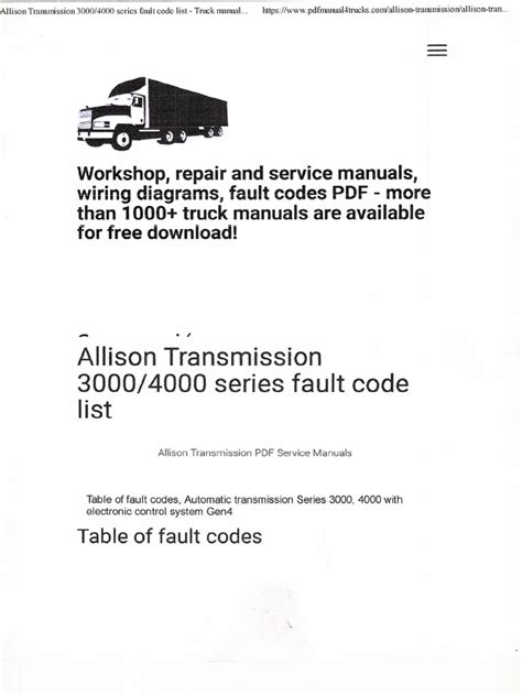 allison automatic transmission fault codes Ebook Reader