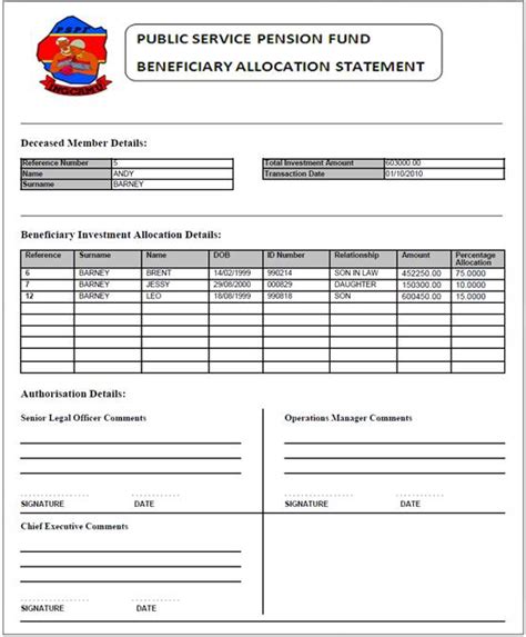 allocation for beneficiary