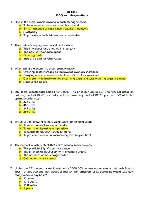 als pre course mcq paper answers Doc