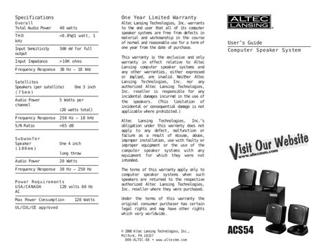 altec lansing acs54 manual Epub