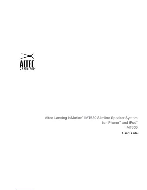 altec lansing imt630 user guide Kindle Editon