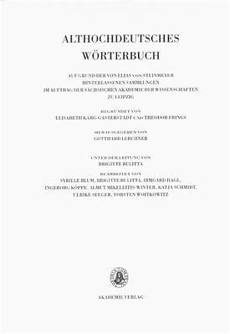 althochdeutsches w rterbuch band vi lieferung PDF