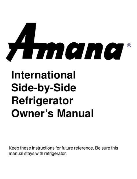 amana side by side manual Kindle Editon