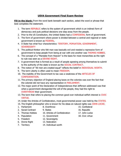 american government final review packet answers Doc