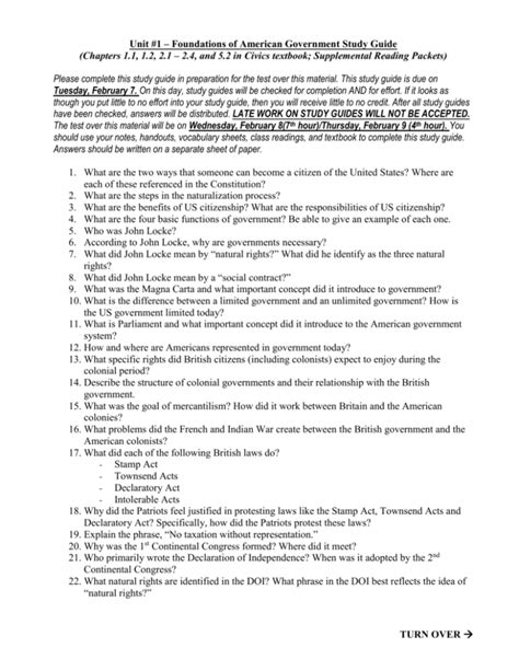 american government unit one test and answers Doc