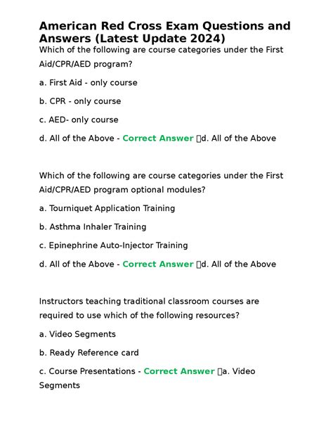 american red cross exams and answer sheets Epub