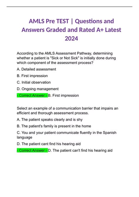 amls pretest answer key Epub