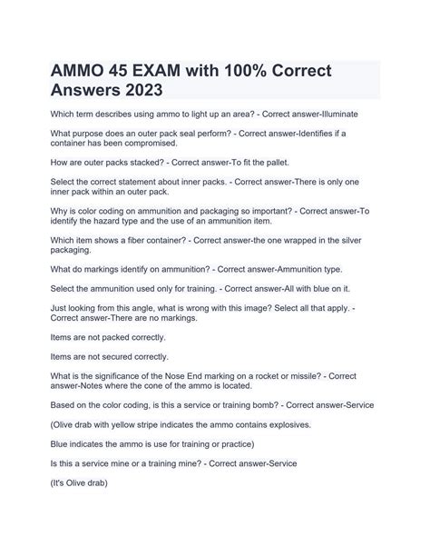 ammo 45 exam answers Reader