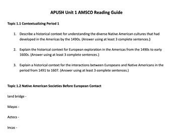 amsco unit 1 apush
